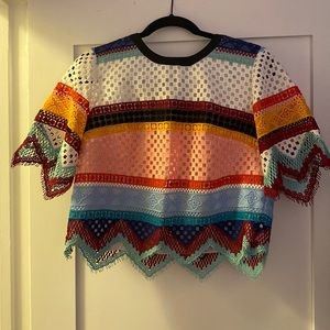 Beautiful cropped Carolina Herrera striped lace top